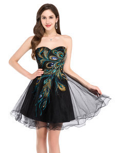 Courte Tulle Ball Peacock Dress Formal Short Evening Dress 