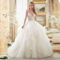 Luxury Tube Top Beading Crystals Bride Wedding Dress 2016 Organza Wedding Ball Gown