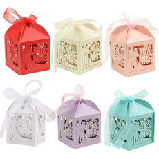 50pcs/Lot Wedding Candy Box Sweets Gift Favor Boxes With Ribbon