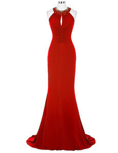 Long Red Evening Dress Robe Sirene Elegant Black Royal Blue Rhinestone Dress Mermaid Evening Gown